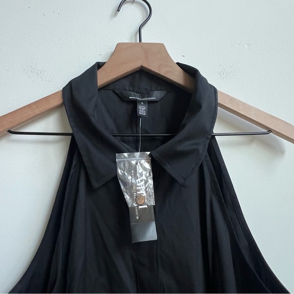New WHITE HOUSE BLACK MARKET Poplin Halter Shirt Dress Button Pockets Chic Large - Picture 9 of 16